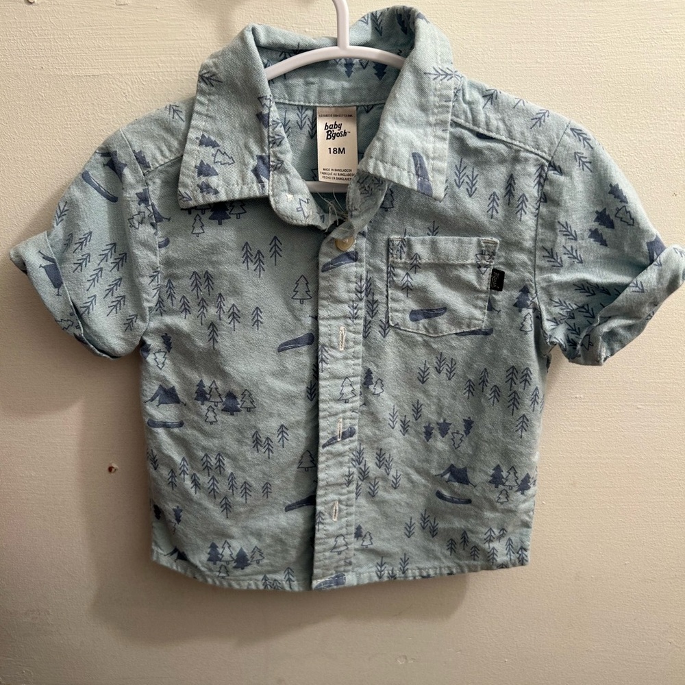 Osh Kosh Light Blue Nature Print Shirt